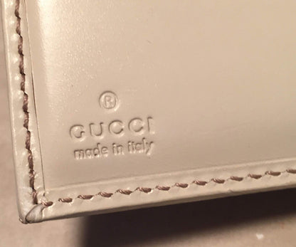 Gucci GG Monogram and Beige Leather Wallet with Zip Pocket and Box