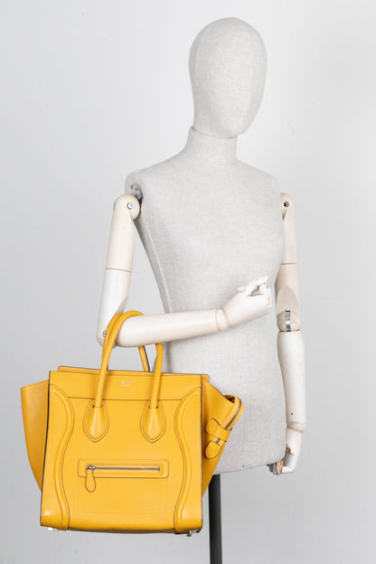 CÉLINE Mini Luggage Bag Leather Yellow