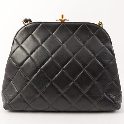 Chanel Around 1997 Made Turn-Lock Metal Clasp Chain Shoulder Bag Black