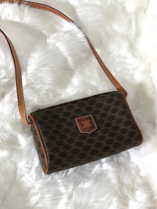 CELINE  Crossbody Small Shoulder bag Brown vintage Old Celine ty6g48