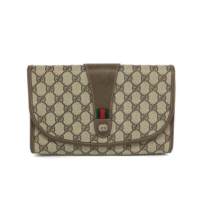 Gucci GG Monogram Clutch with Classic Detail and Gold Hardware