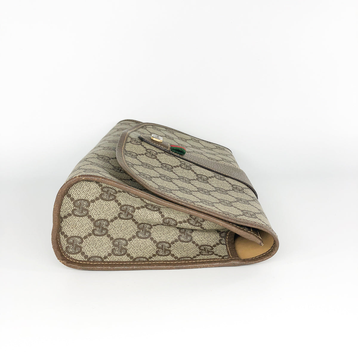 Gucci GG Monogram Clutch with Classic Detail and Gold Hardware
