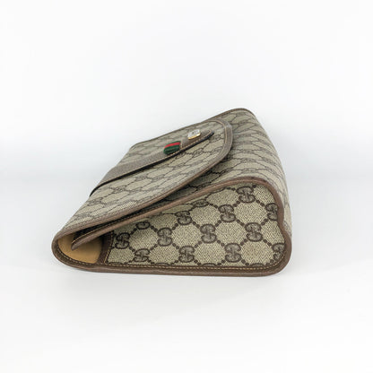 Gucci GG Monogram Clutch with Classic Detail and Gold Hardware
