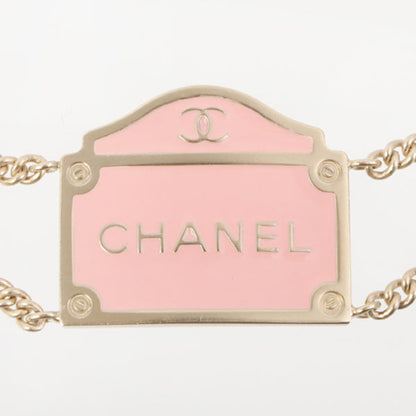 Chanel 1996 Made Box Motif Logo Plate Bracelet Pink/Champagne