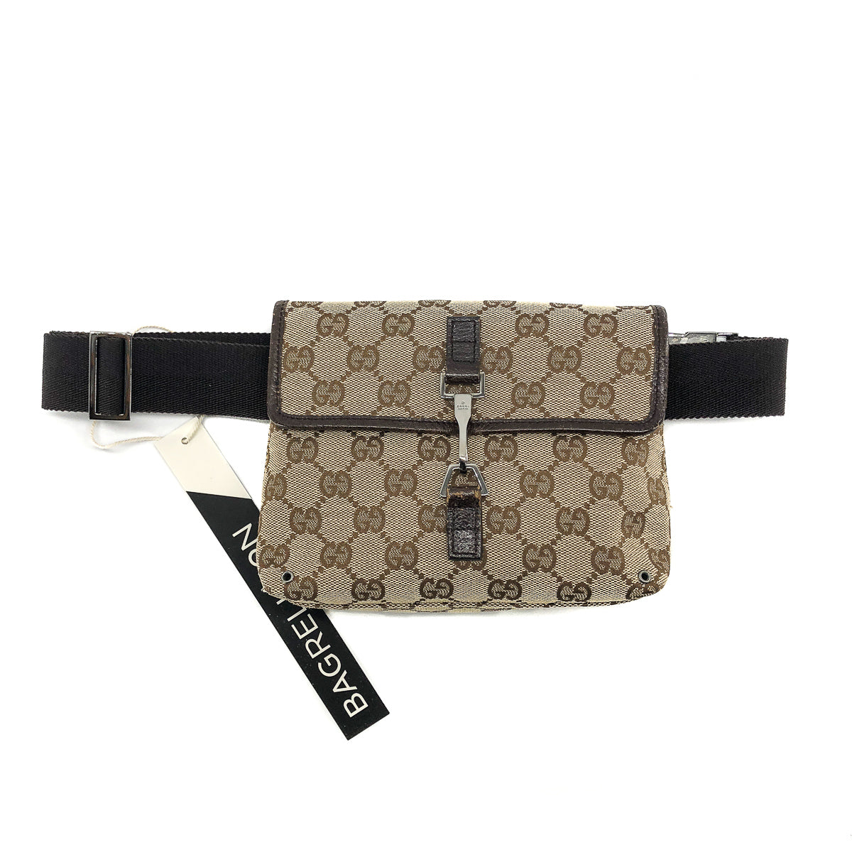 Gucci GG Monogram Waist Bag with Silver Front Clasp