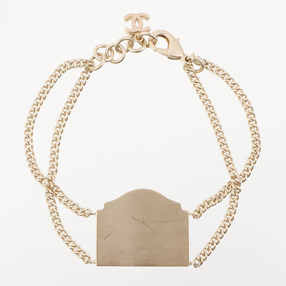 Chanel 1996 Made Box Motif Logo Plate Bracelet Pink/Champagne