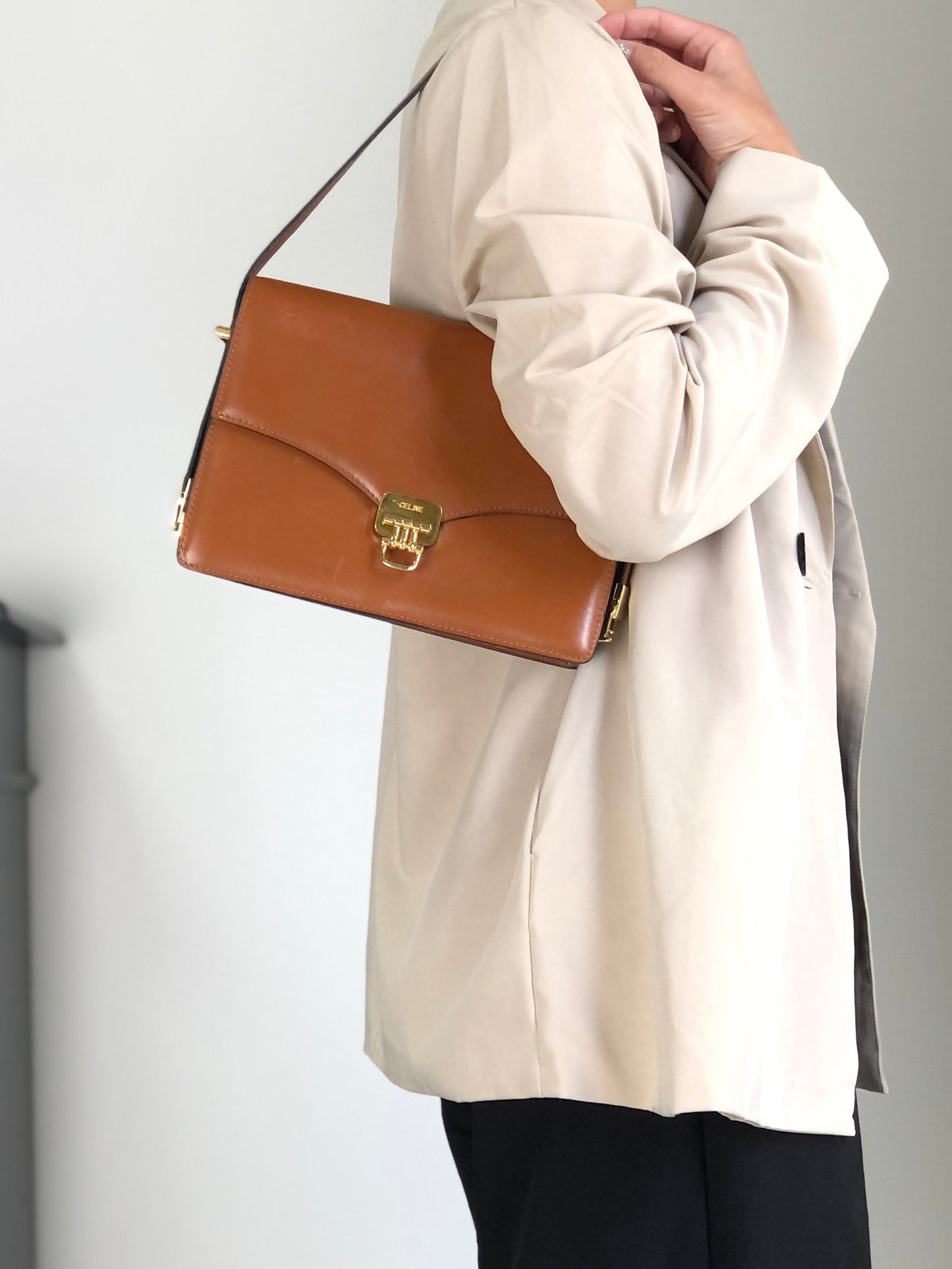 CELINE Horse Bit Shoulder bag Brown Vintage zjkkfe