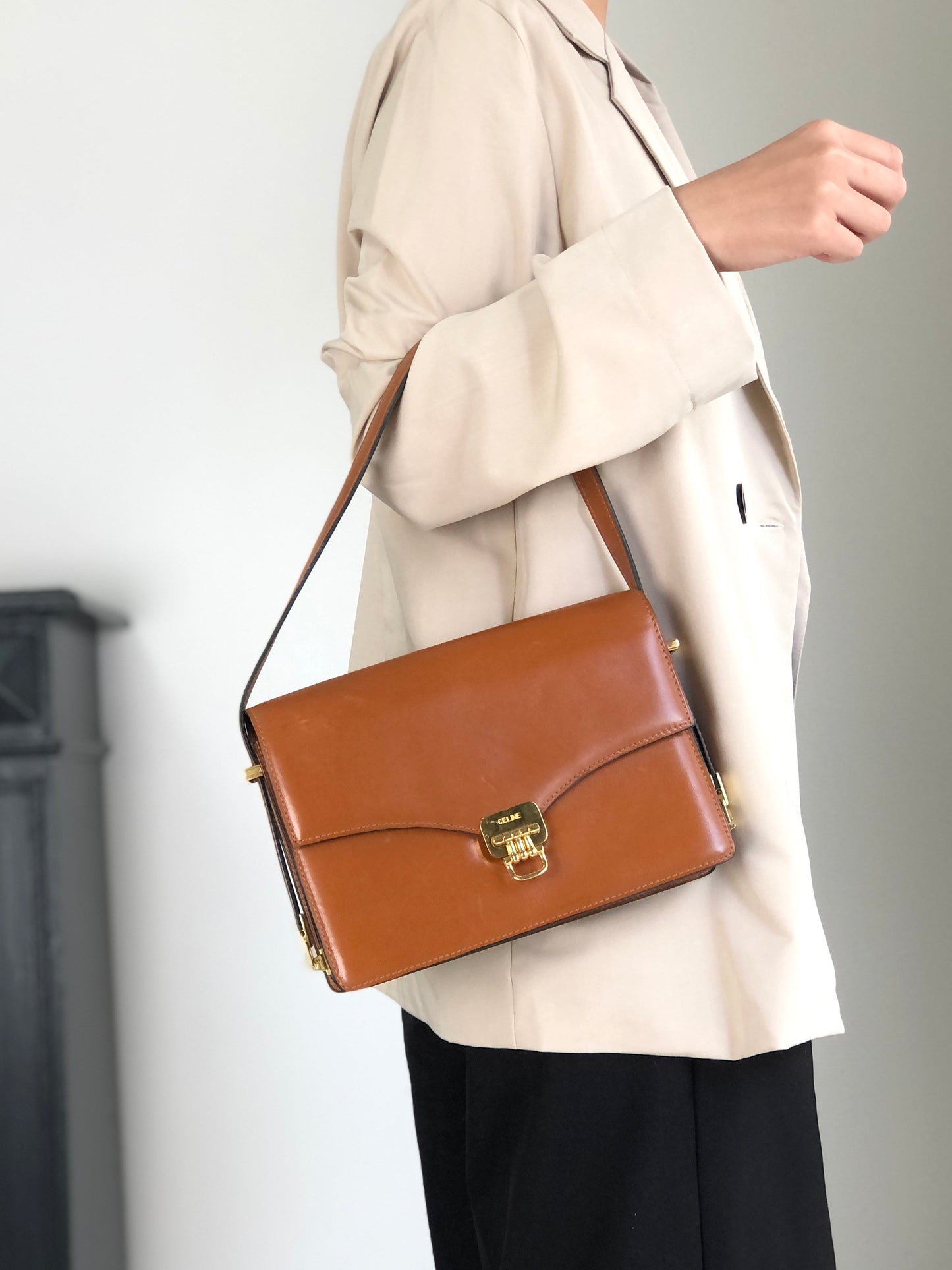 CELINE Horse Bit Shoulder bag Brown Vintage zjkkfe