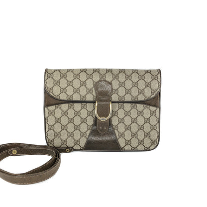 Gucci Vintage GG Monogram Clutch with Strap and Gold Hardware