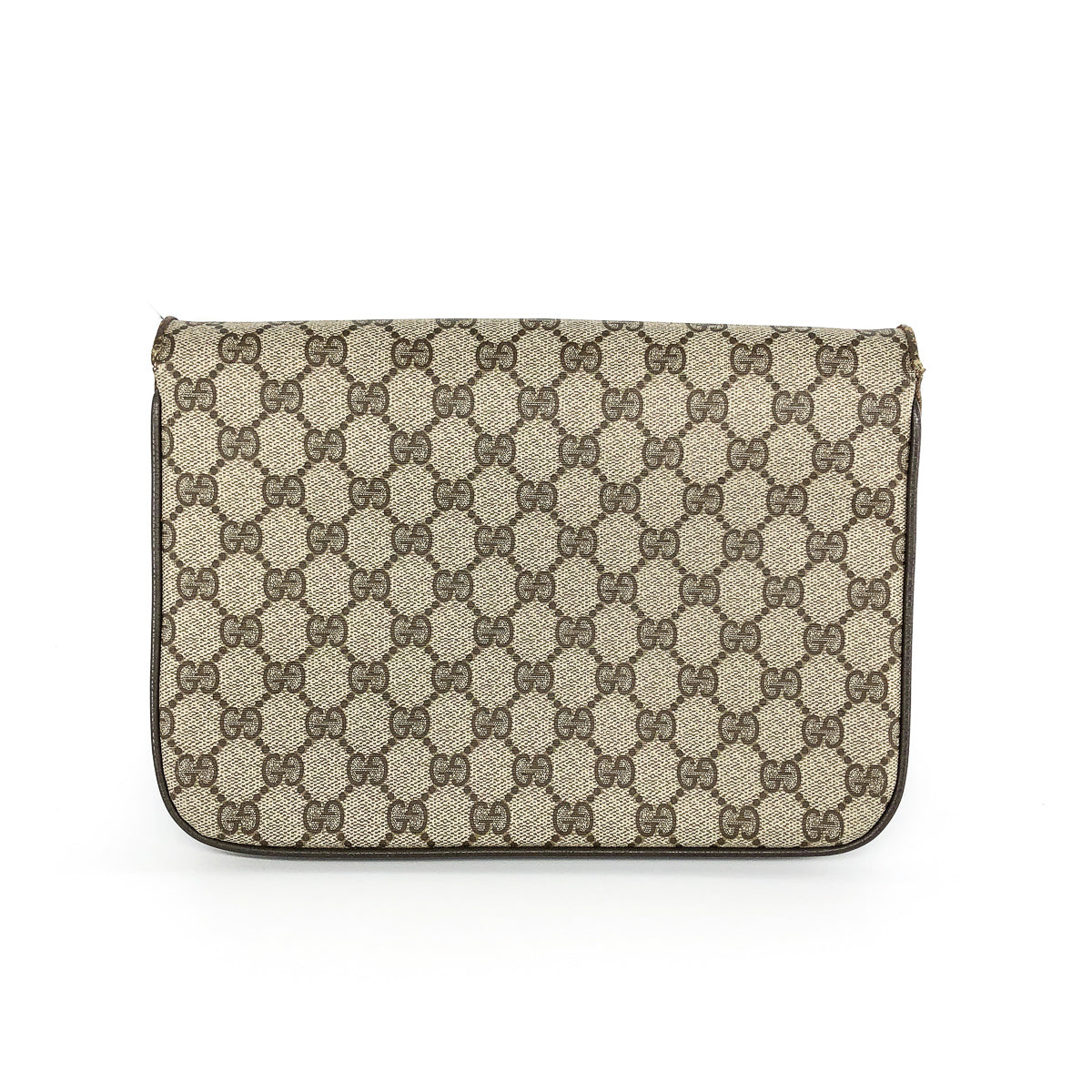 Gucci Vintage GG Monogram Clutch with Strap and Gold Hardware