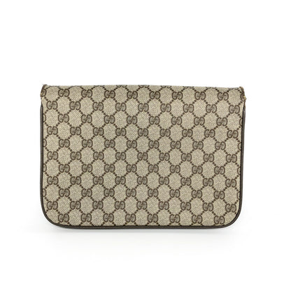 Gucci Vintage GG Monogram Clutch with Strap and Gold Hardware