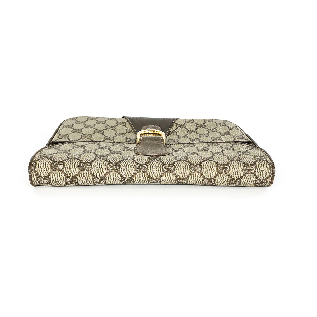 Gucci Vintage GG Monogram Clutch with Strap and Gold Hardware
