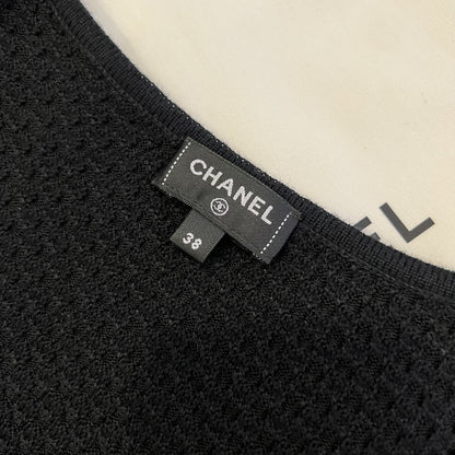 Chanel 25P Cape Cardigan in Black Viscose and Cashmere Sz 38 (Model: P79240)