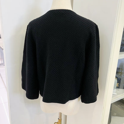 Chanel 25P Cape Cardigan in Black Viscose and Cashmere Sz 38 (Model: P79240)