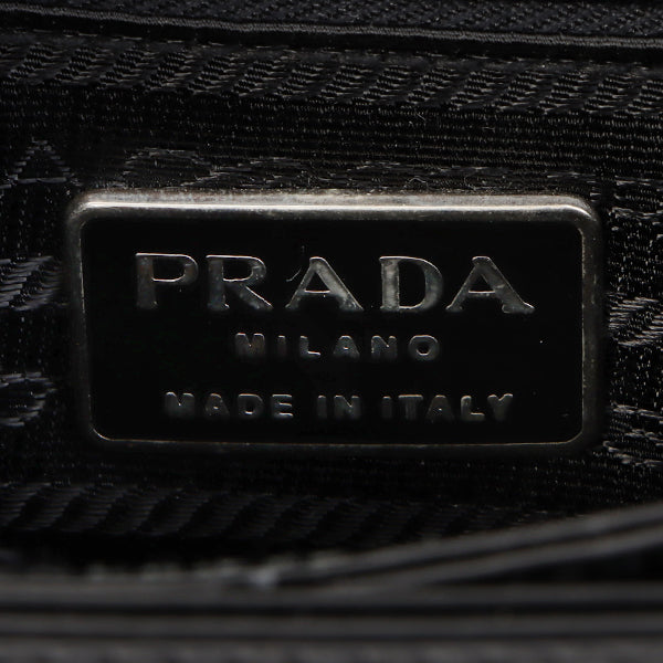 Prada Patent Logo Embossed Shoulder Bag Black