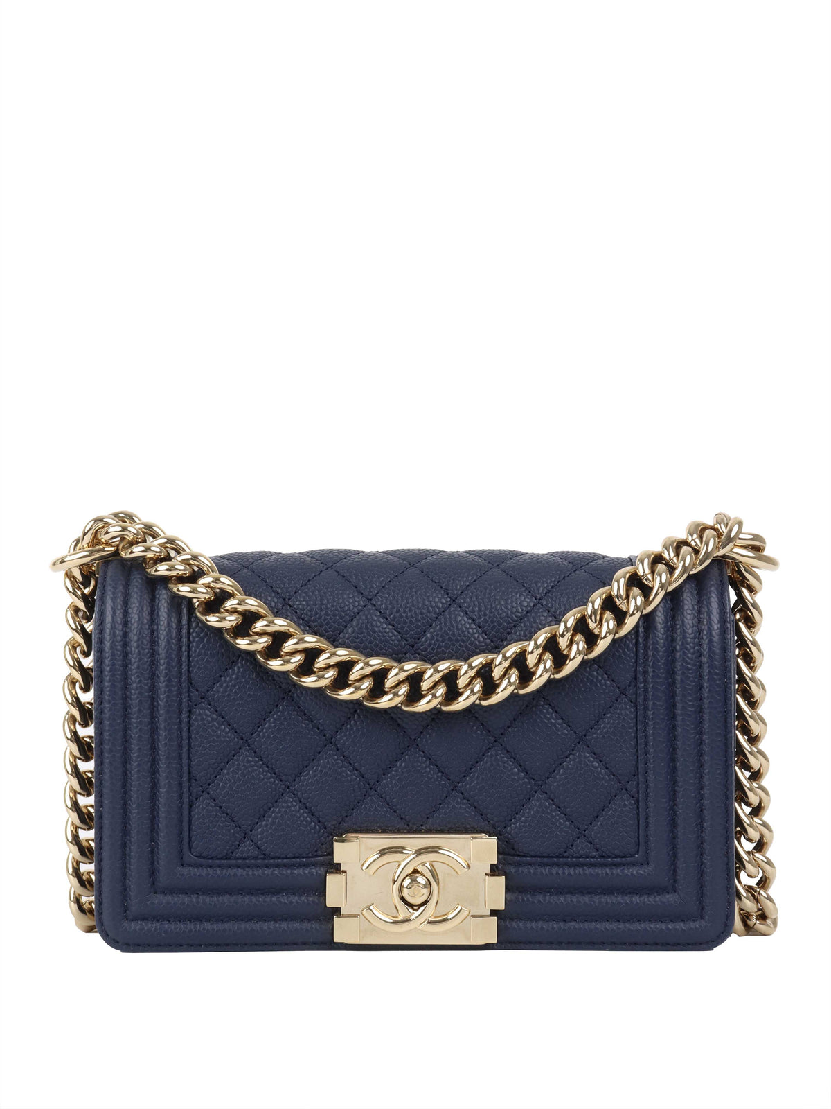 Chanel Small Navy Boy Bag GHW.
