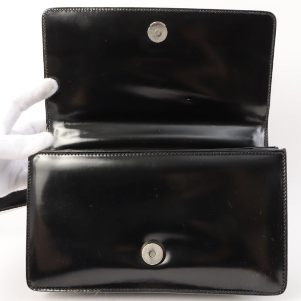 Prada Patent Logo Embossed Shoulder Bag Black