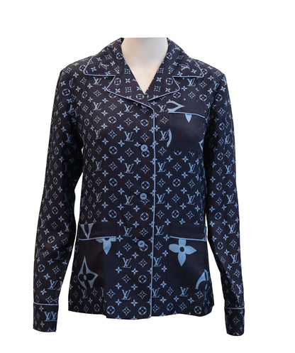 Louis Vuitton Silk Top 3-Pockets Blue Monogram Size 34 SKC1897