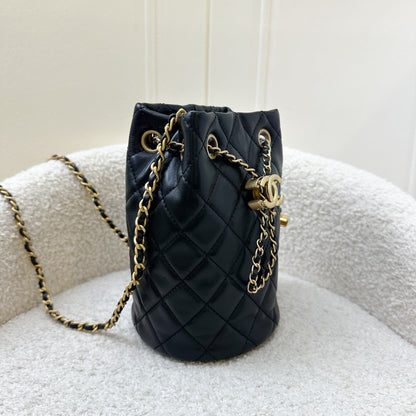 Chanel New Pearl Crush Bucket Bag in 22S Black Lambskin AGHW