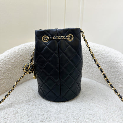 Chanel New Pearl Crush Bucket Bag in 22S Black Lambskin AGHW