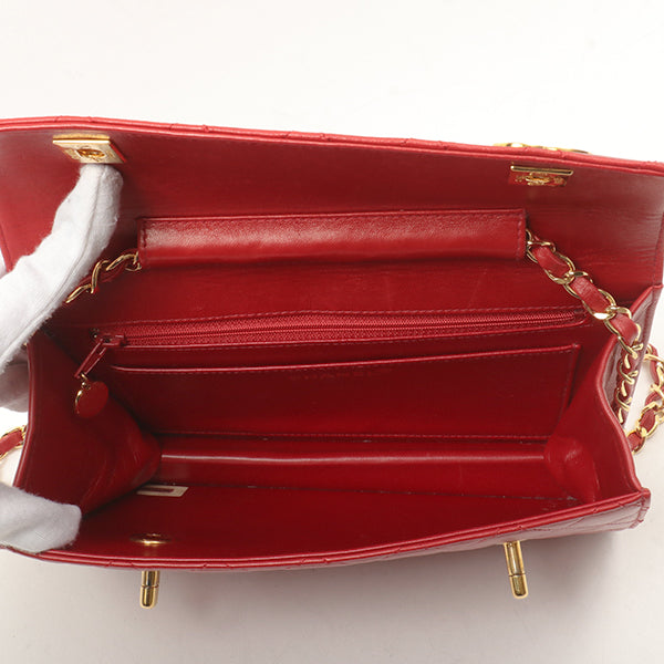 Chanel Around 1991 Made Double Turn-Lock Logo Charm 2Way Bag Red