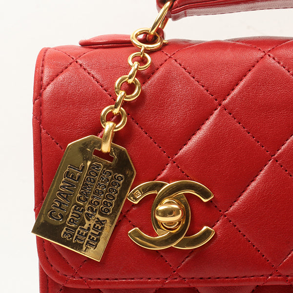 Chanel Around 1991 Made Double Turn-Lock Logo Charm 2Way Bag Red