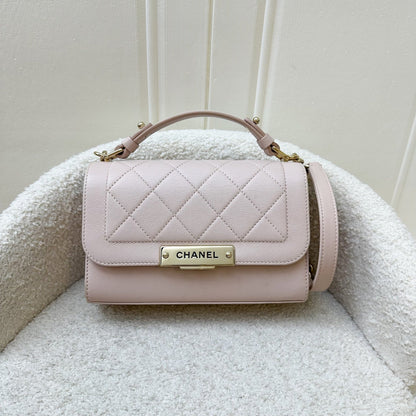 Chanel 17C Click Label Shoulder Bag in Light Pink Calfskin and LGHW