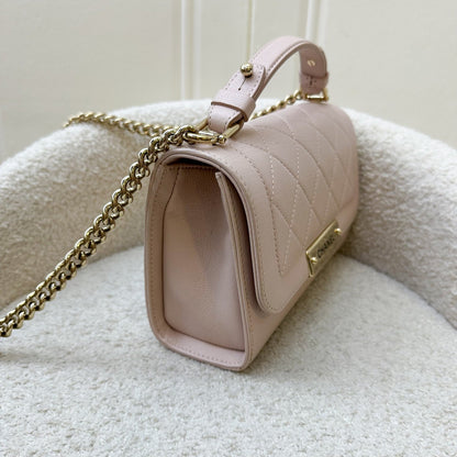 Chanel 17C Click Label Shoulder Bag in Light Pink Calfskin and LGHW