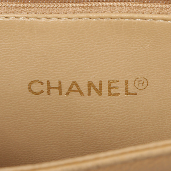 Chanel Around 1995 Made Caviar Skin Turn-Lock Tote Bag Beige
