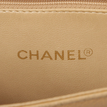 Chanel Around 1995 Made Caviar Skin Turn-Lock Tote Bag Beige