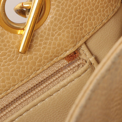 Chanel Around 1995 Made Caviar Skin Turn-Lock Tote Bag Beige