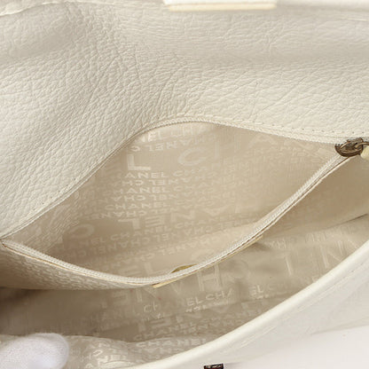 Chanel Around 2003 Made Chain Design Flap 2.55 Button Shoulder Bag White