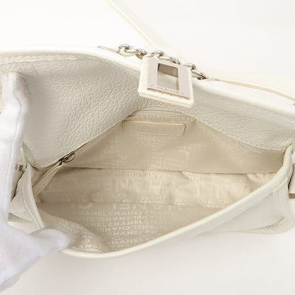Chanel Around 2003 Made Chain Design Flap 2.55 Button Shoulder Bag White
