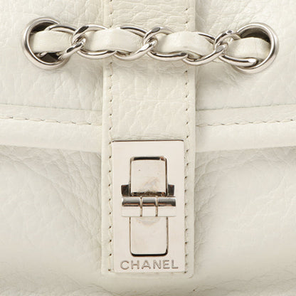 Chanel Around 2003 Made Chain Design Flap 2.55 Button Shoulder Bag White