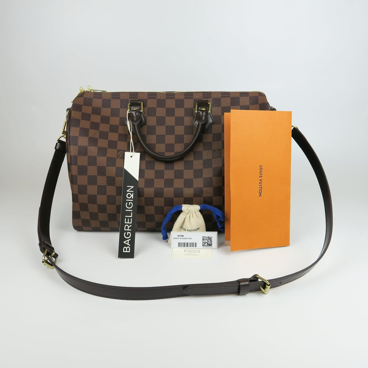Louis-Vuitton Speedy 35 Bandouliere Damier Ebene Leather