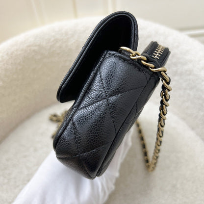 Chanel Phone Holder / Wallet On Chain WOC in Black Caviar and LGHW (Model: AP2096)