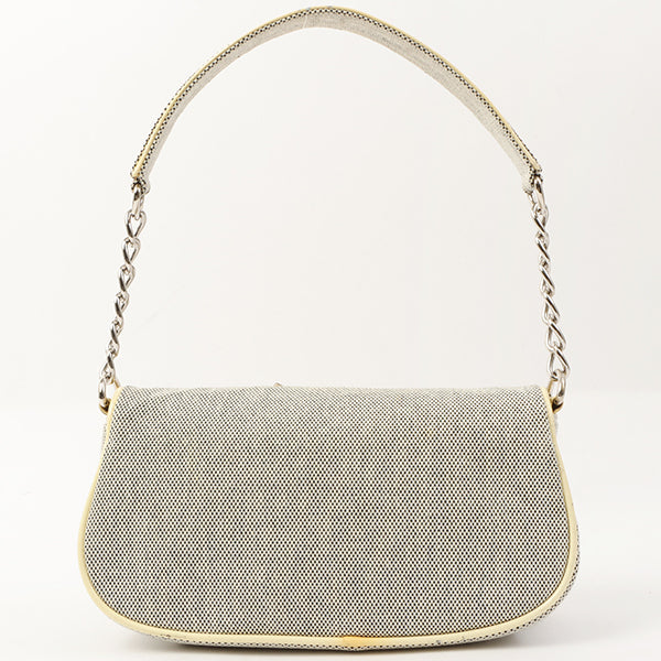 Chanel Around 2006 Made Camellia Design Chain Handbag Yellow/Black