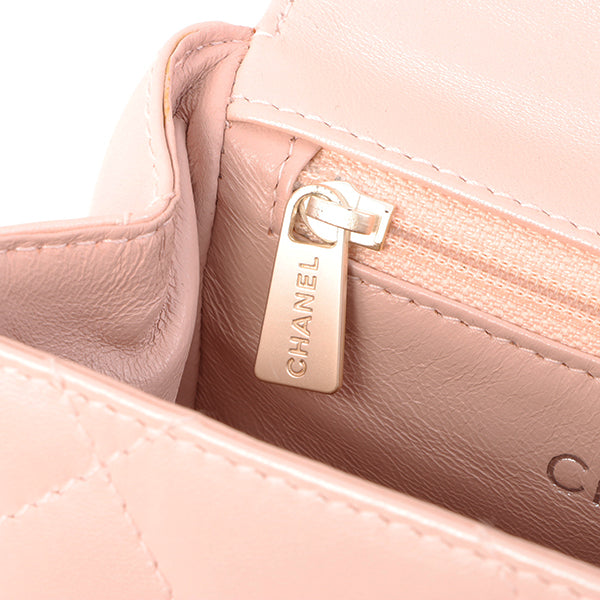 Chanel Around 2000 Made Turn-Lock Mini Top Handle Bag Pearl Pink