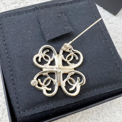 Chanel 22P 4 Hearts Brooch in LGHW