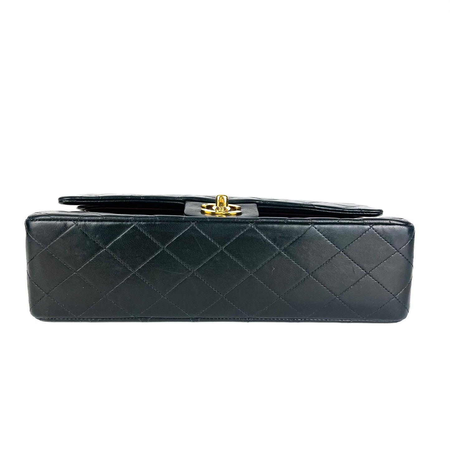 Vintage Lambskin Double Flap Medium with GHW In black
