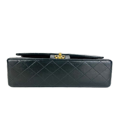 Vintage Lambskin Double Flap Medium with GHW In black