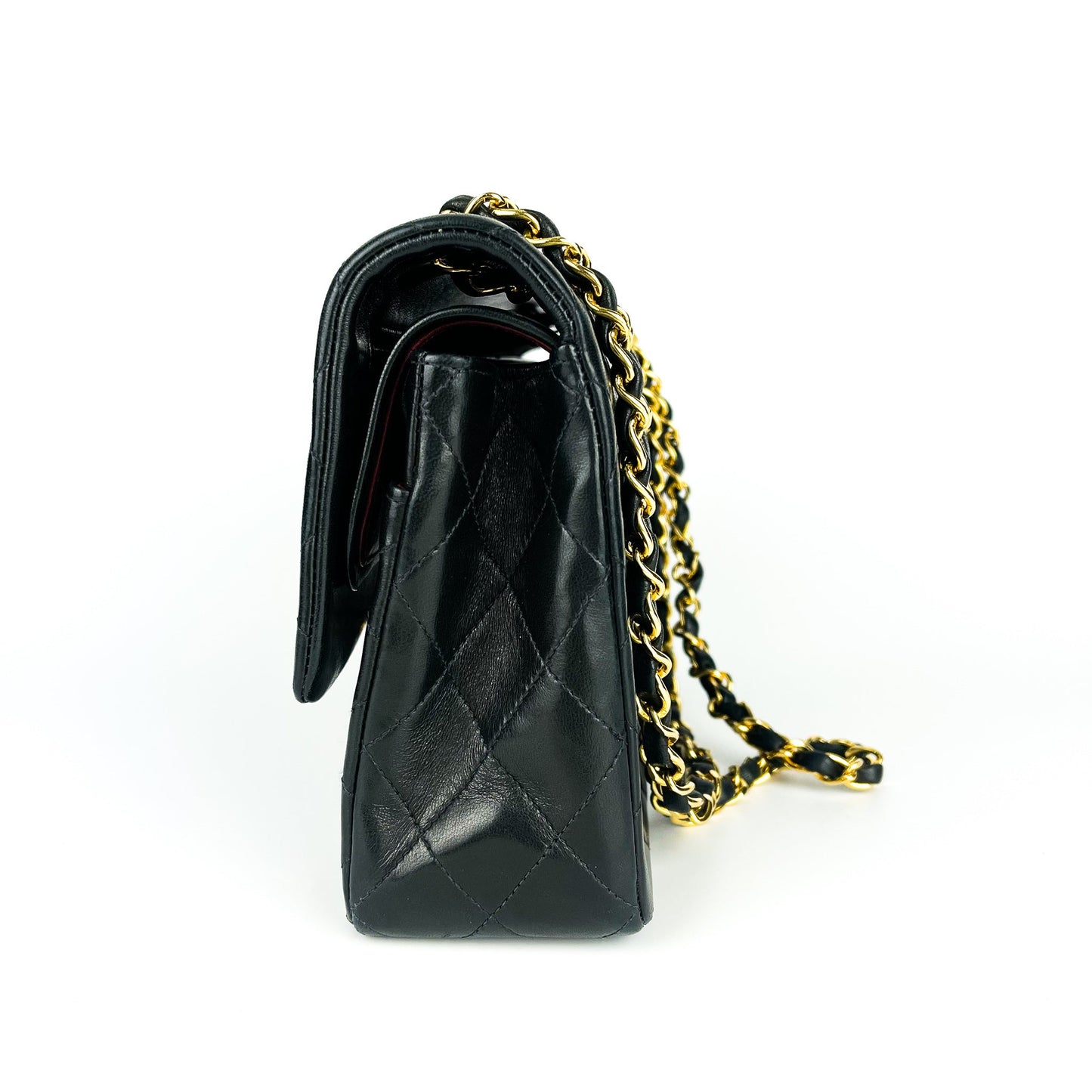 Vintage Lambskin Double Flap Medium with GHW In black