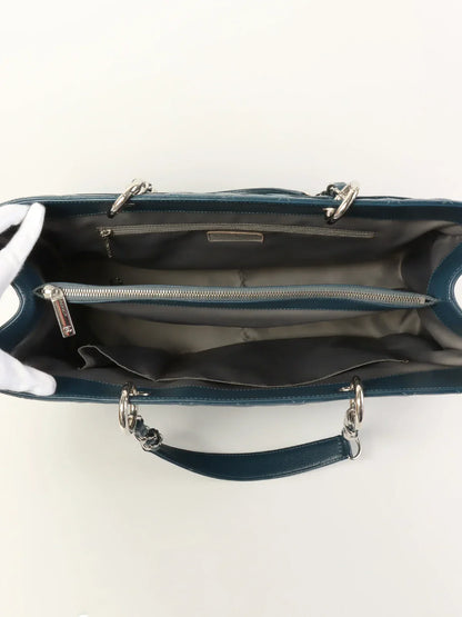 Chanel Around  Made Caviar Skin Cc Mark Stitch Chain Tote Bag Indigo Blue