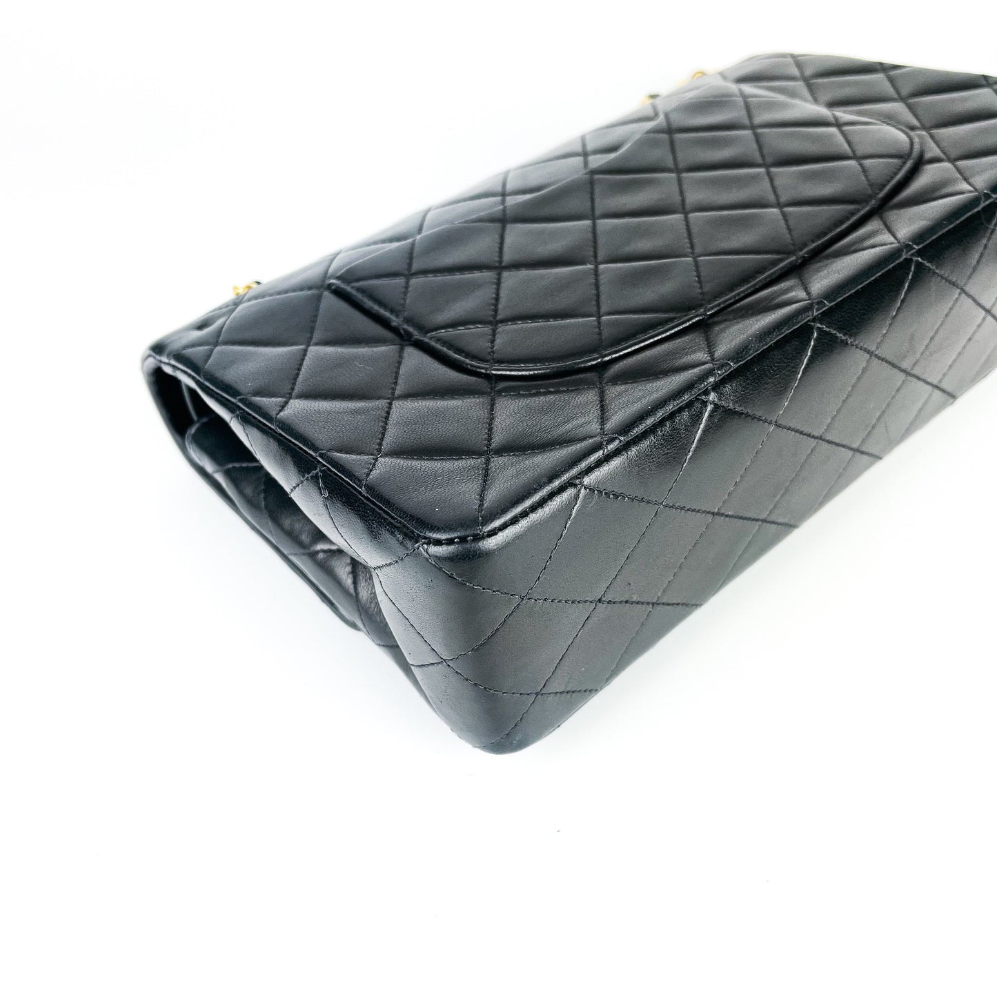 Vintage Lambskin Double Flap Medium with GHW In black