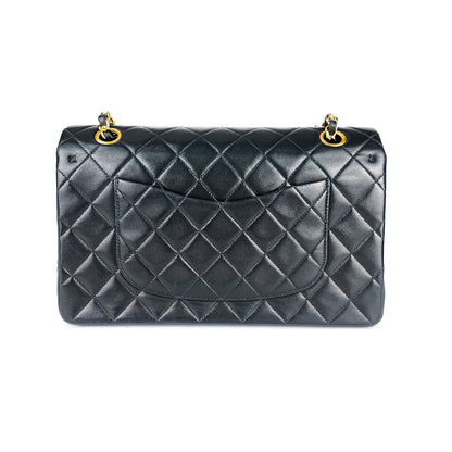 Vintage Lambskin Double Flap Medium with GHW In black