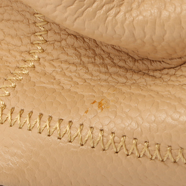 Chanel Around 2006 Made Caviar Skin Chocolate Bar Cut-Out Logo Plate Shoulder Bag Smoky Beige