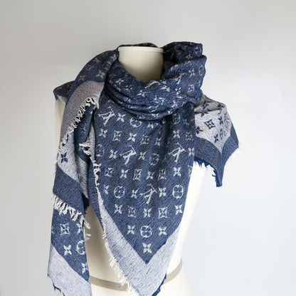 Louis-Vuitton Monogram Shawl in Blue Denim