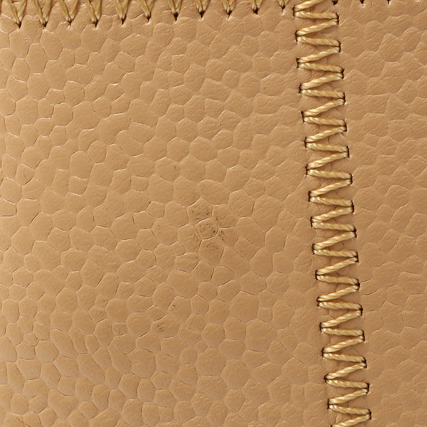 Chanel Around 2006 Made Caviar Skin Chocolate Bar Cut-Out Logo Plate Shoulder Bag Smoky Beige