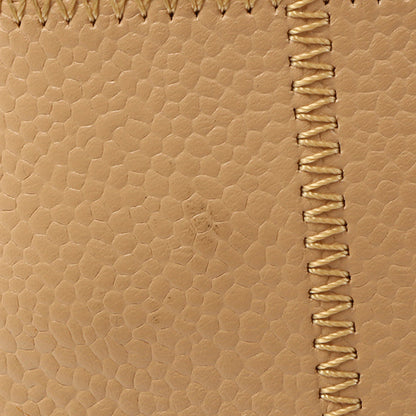 Chanel Around 2006 Made Caviar Skin Chocolate Bar Cut-Out Logo Plate Shoulder Bag Smoky Beige