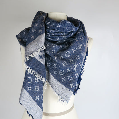 Louis-Vuitton Monogram Shawl in Blue Denim